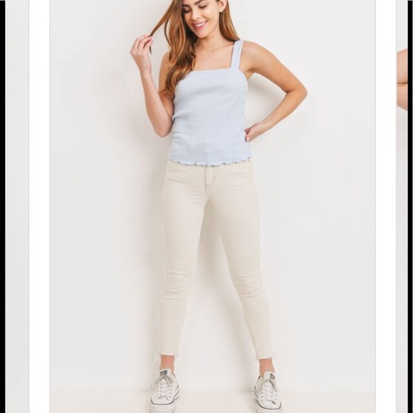 New Paper Crane Smocked Merrow Edge Tank Top Colour Pink Size Medium - Picture 6 of 13